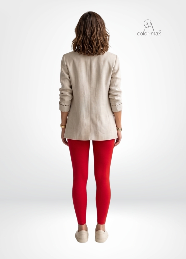 RED - Premium Cotton Lycra Ankle Leggings - Hover
